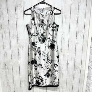 VTG Peggy Jennings Dress Women Size Medium Metallic Sleeveless Mini Floral 80s